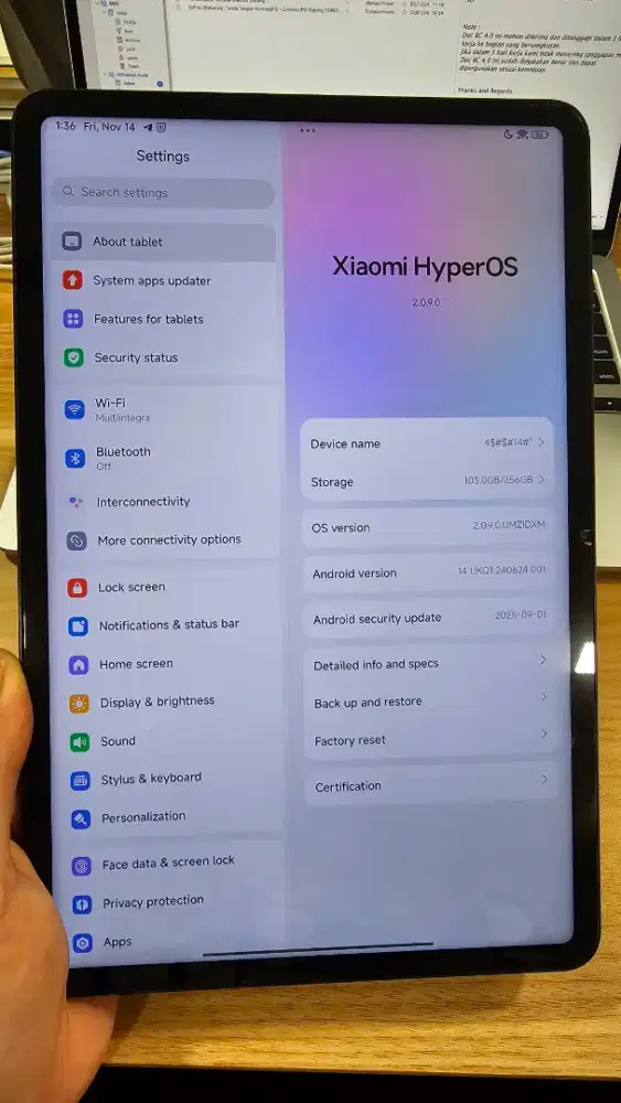 Tablet XIAOMI PAD 6 WIFI 8/256 Second Mulus