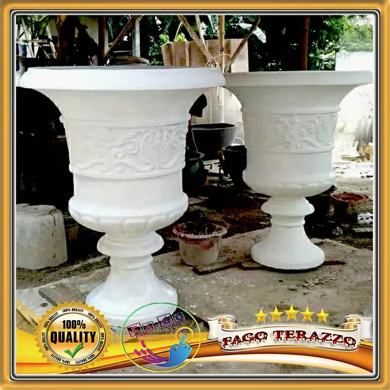 Pot Teraso Klasik Ukir Custome Handmade new terazzo