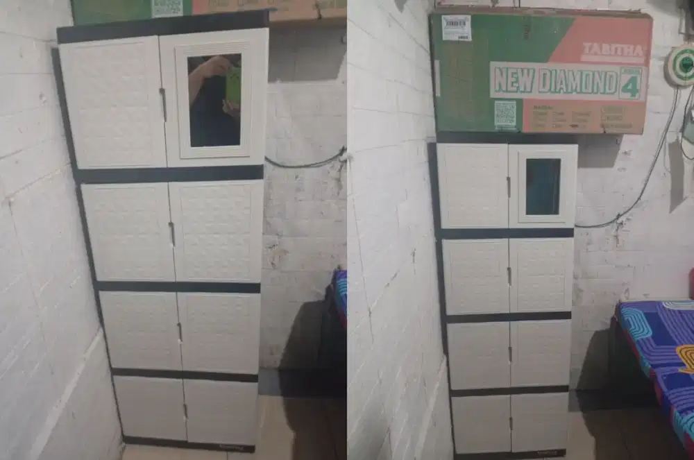 Lemari plastik 4 susun + kaca masih baru 160CM