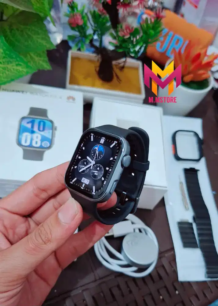 Huawei Watch Fit 4 Black Usia 1 bulan Strap Stainless Smartwatch