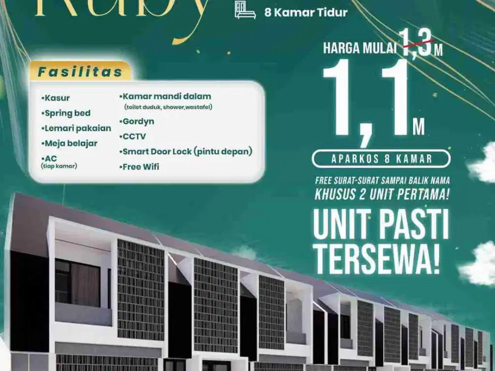 Jual Kosan Baru (8 Kamar) Full Furnished dekat Kampus IPB Dramaga Bogor (Sinc) Kos Dijual