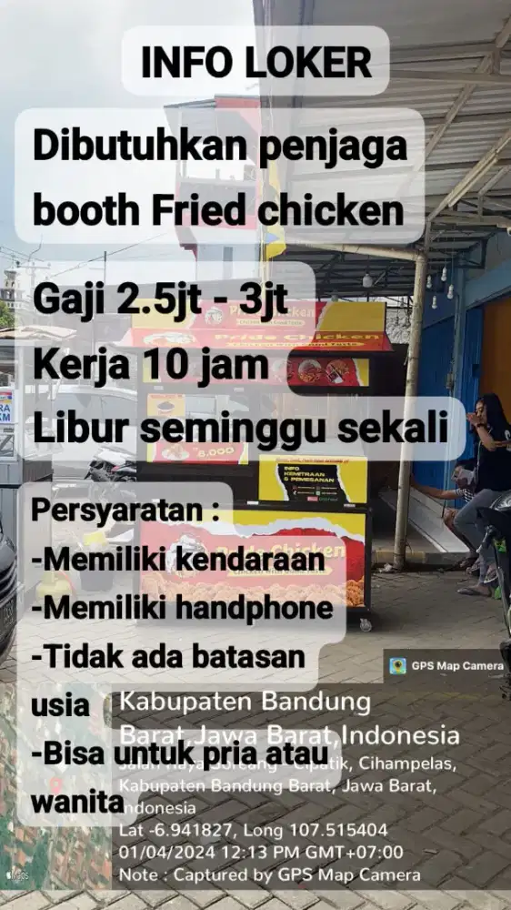 DIBUTUHKAN SEGERA PENJAGA BOOTH PRIDE CHICKEN