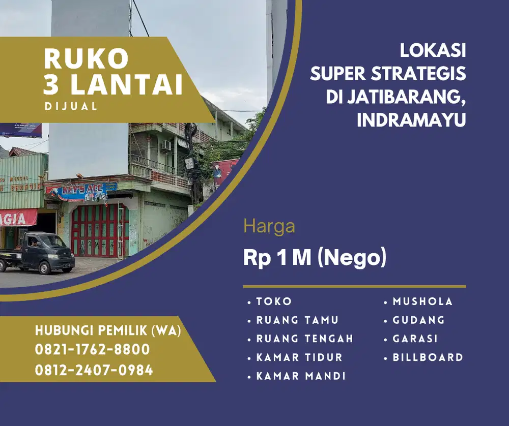 Dijual Ruko 3 Lantai – Lokasi Super Strategis di Jatibarang, Indramayu