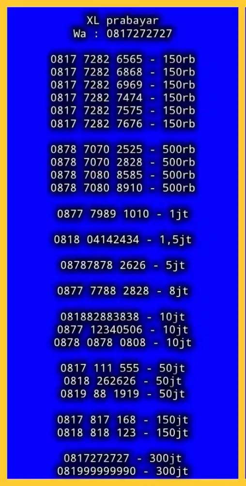 NOMOR CANTIK XL PRABAYAR