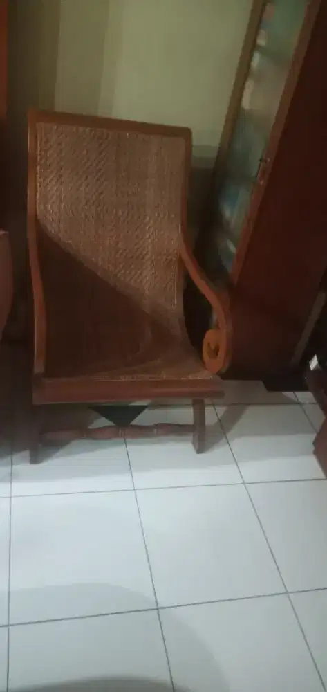 Kursi santai + meja marmer kayu jati tua