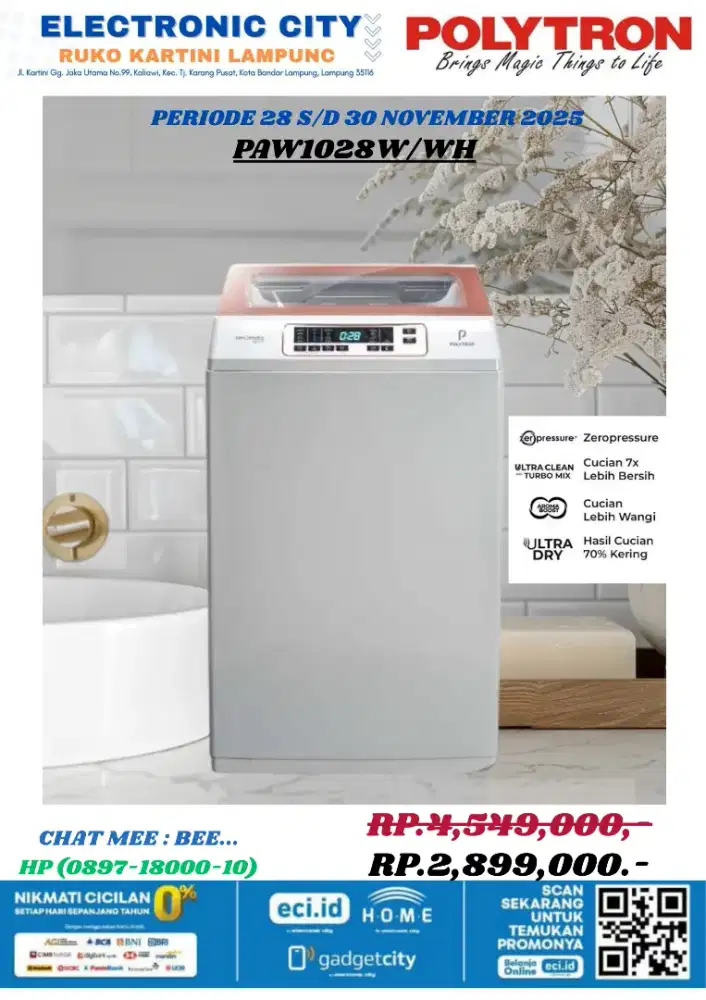 polytron mesin cuci 10 kg