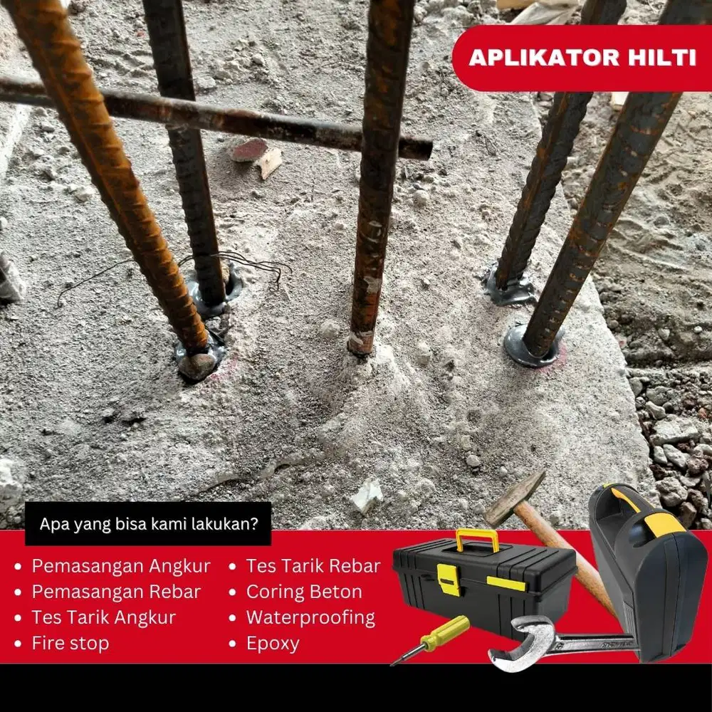 Aplikator Chemical Fischer Profesional untuk Pemasangan Besi Rebar