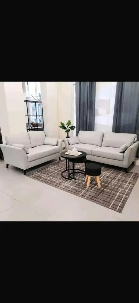 SOFA SET 2+3 BAHAN FABRIC GRATIS KIRIM