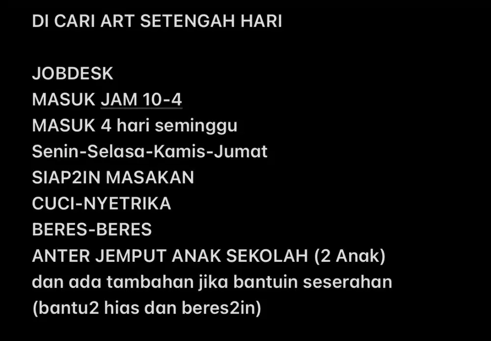 ART SETENGAH HARI