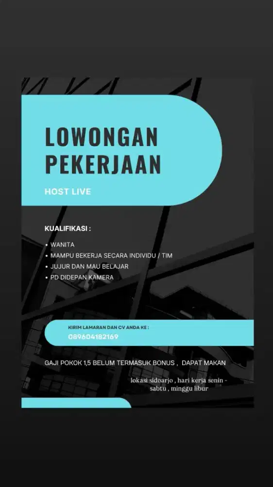 dibutuhkan host live shope dan tiktok