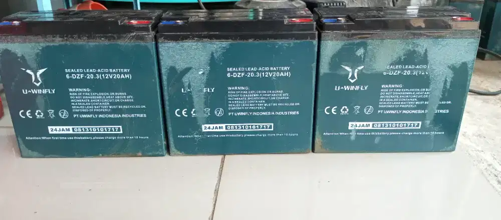 Jual aki motor listrik bekas merk uwinfly 20ah