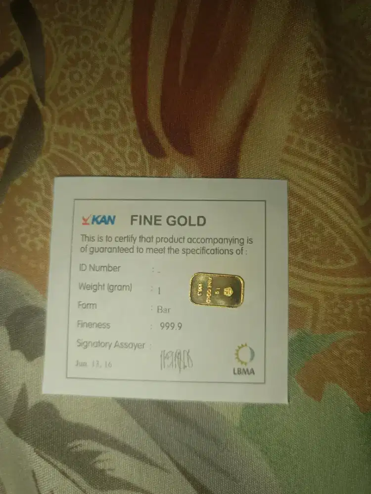 Dijual Emas batangan 1 gr 24 K