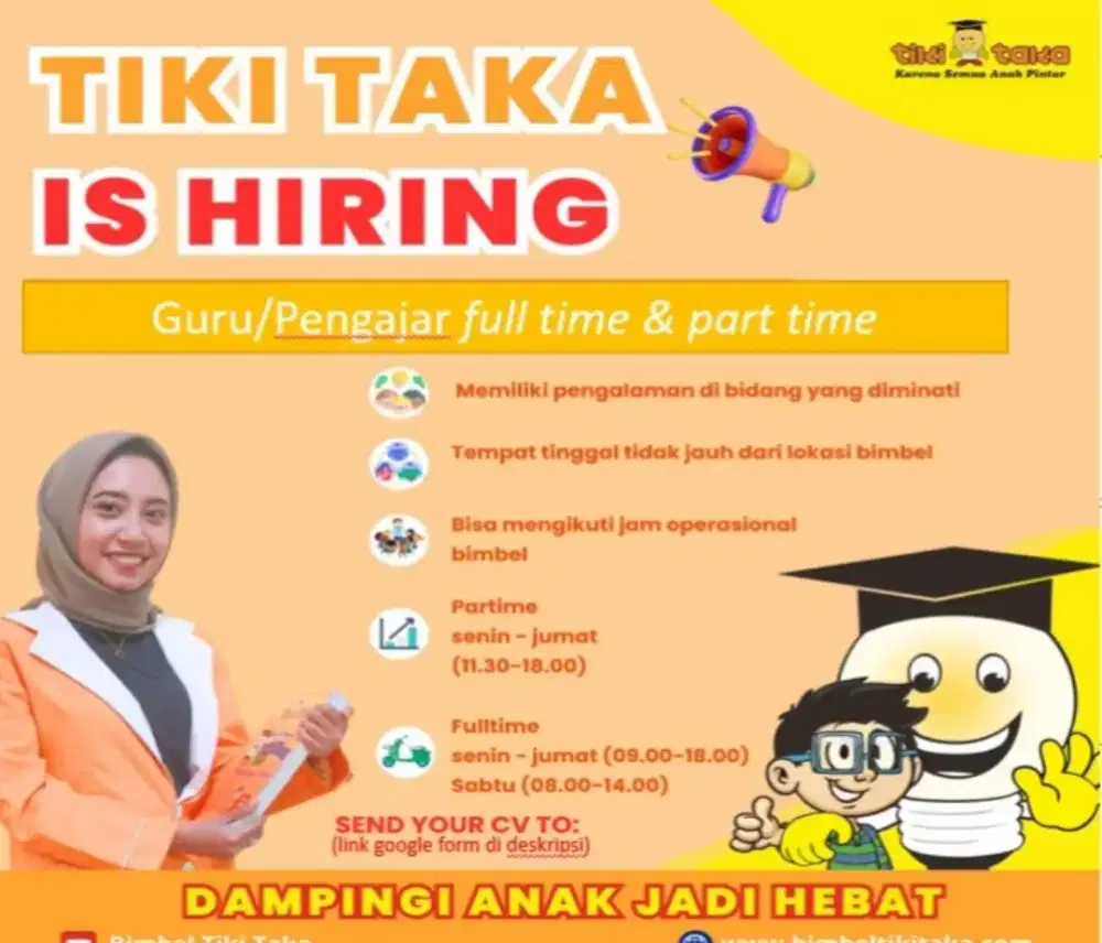 Lowongan Kerja Guru Bimbel Tikitaka Citra Indah