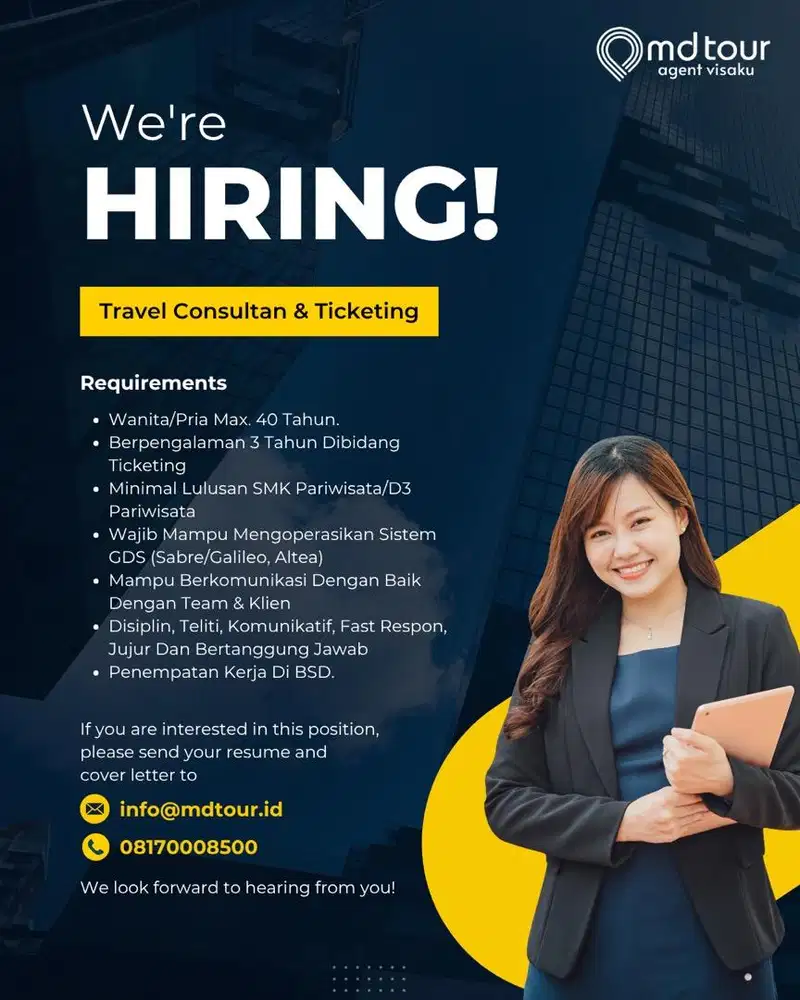 Lowongan Travel Consultan & Ticketing