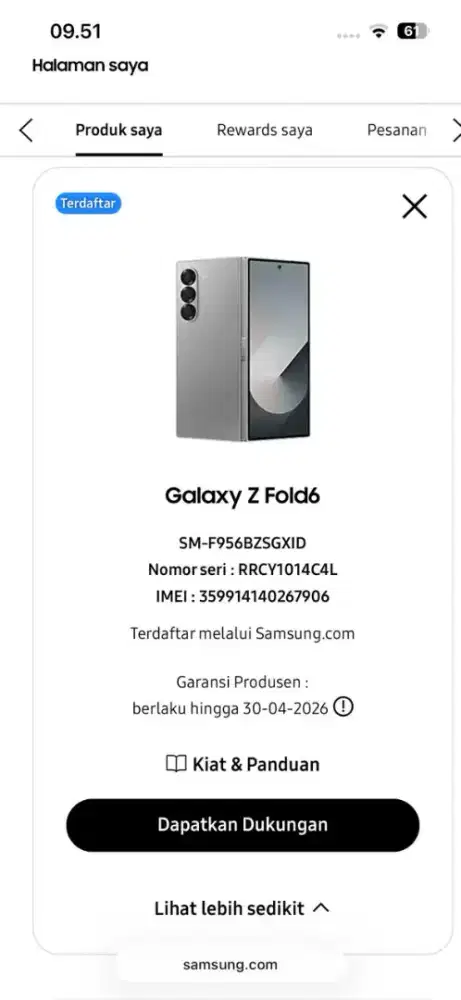 Samsung Z Fold 6 Sein 512Gb Garansi On Bisa TT