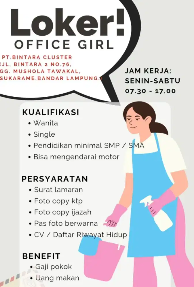 LOKER OFFICE GIRL DIBUTUHKAN SEGERA