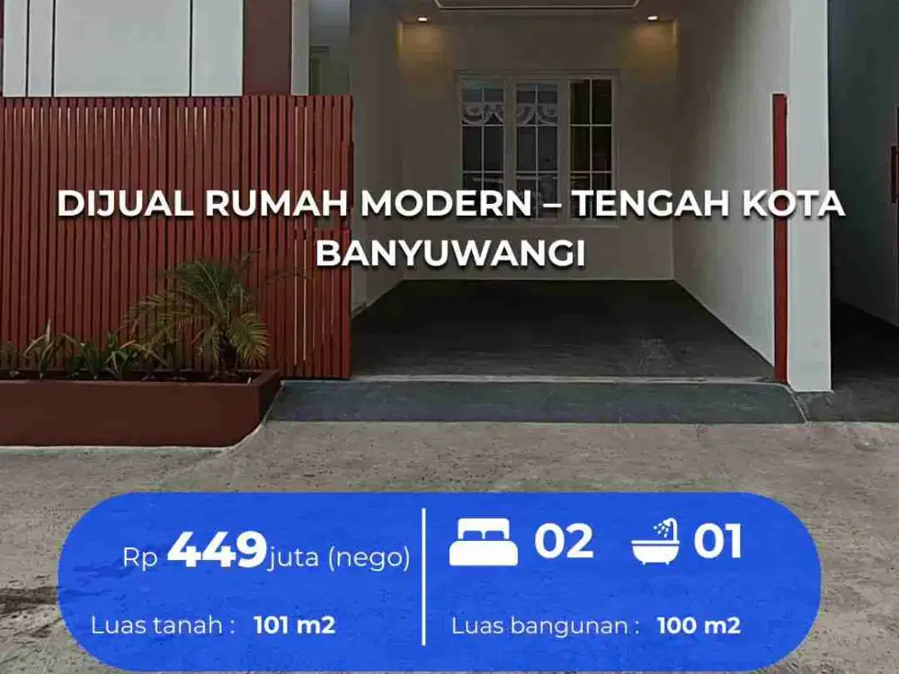DIJUAL RUMAH MODERN – TENGAH KOTA BANYUWANGI