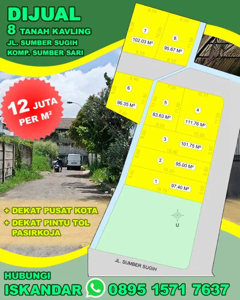 Dijual 8 Tanah Kavling SHM Jl. Sumber Sugih, Bandung