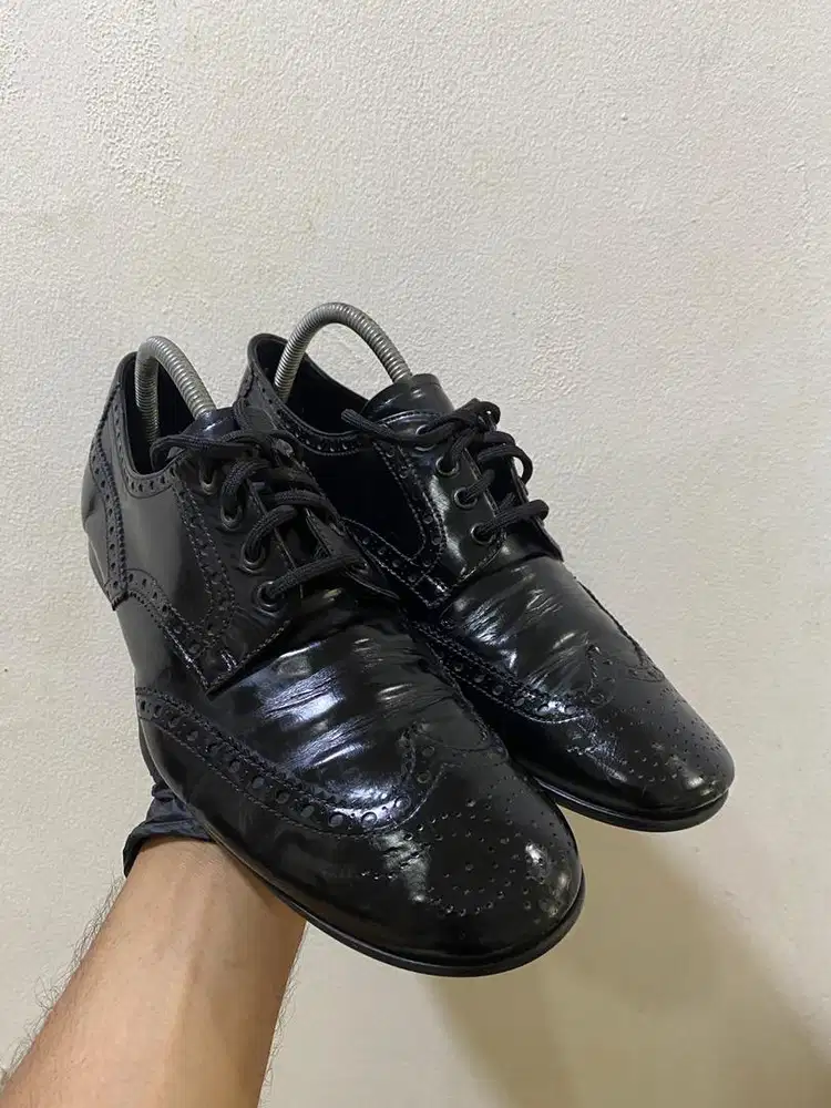Sepatu formal prada oxford wing tip black leather 42 original