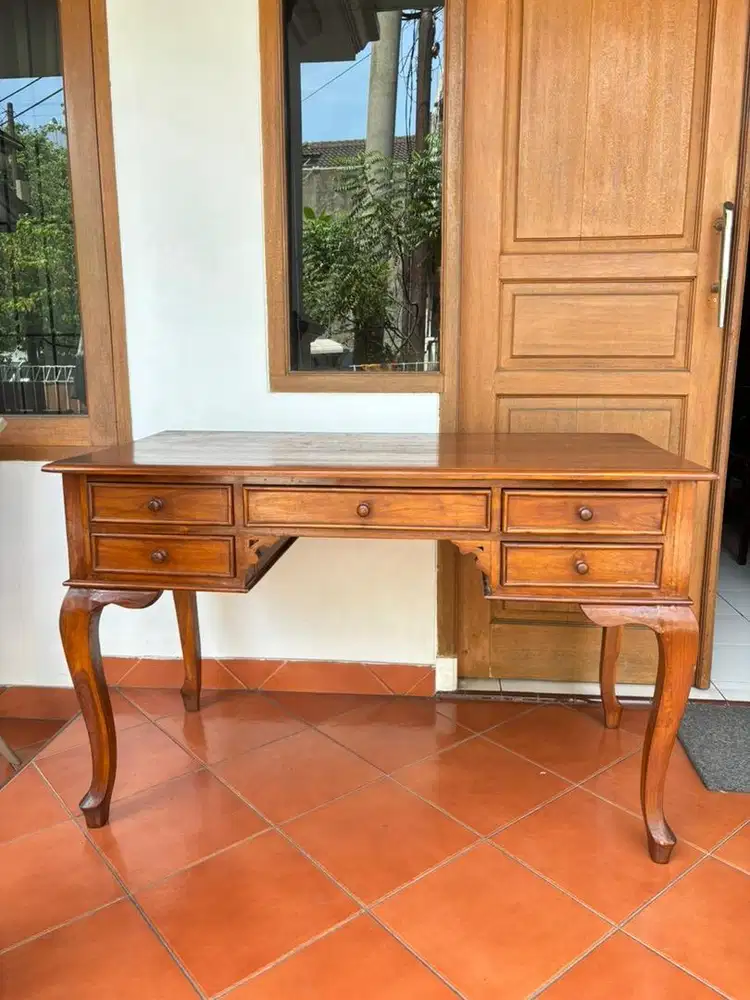 Meja Kerja Full Jati Asli