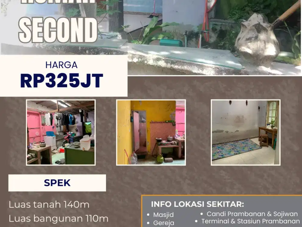 RUMAH SECOND SIAP HUNI DEKAT PASAR DAN CANDI PRAMBANAN