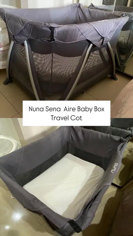 PRELOVED Nuna Sena Aire Baby Box Travel Cot + doogle matras latex