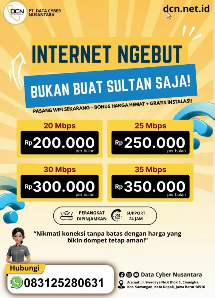 Pasang Wifi Khusus Daerah Cinangka