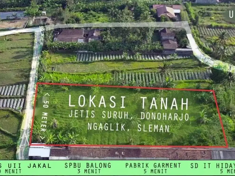 Tanah Sawah Luas 3100 Meter Persegi Lokasi Donoharjo Ngaglik Sleman