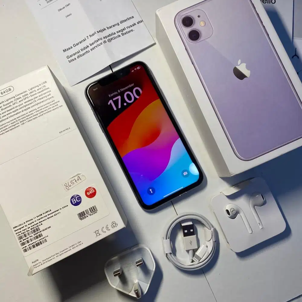 Iphone 11 64GB Purple BeaCukai Mulus