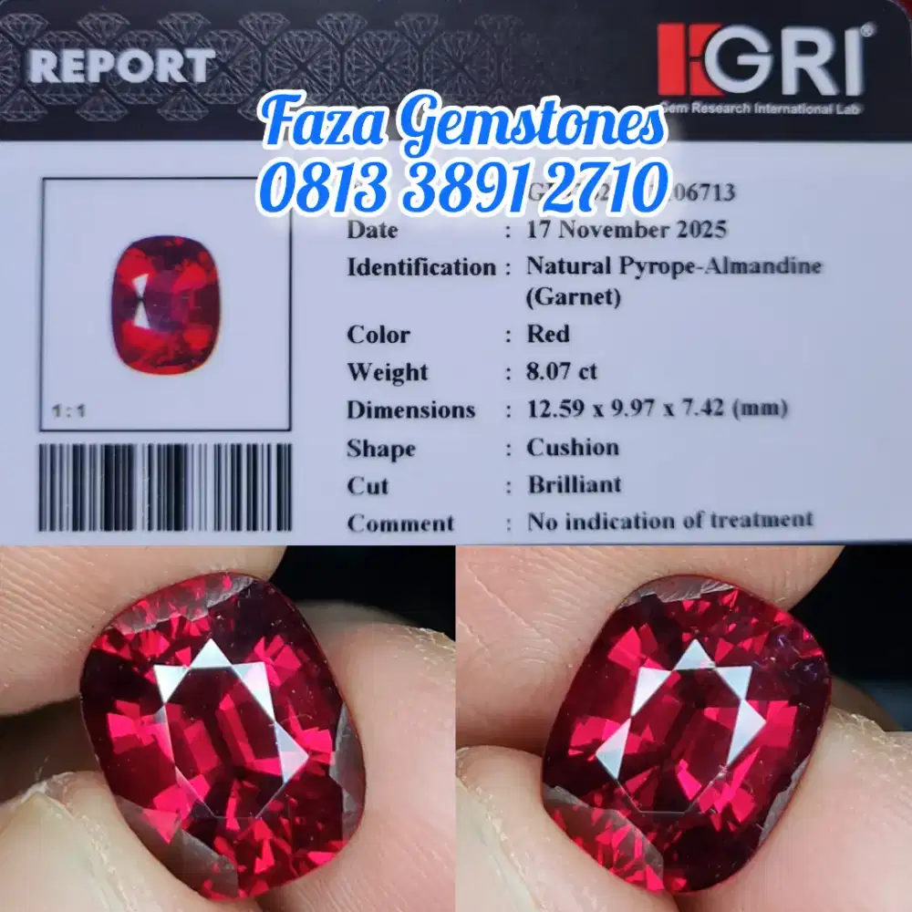 RED Pyrope Garnet, Clean, Open Color & Luster , Bukan yg gelap gelap