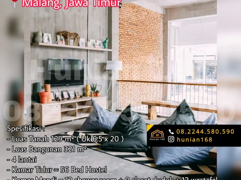 Jual Rumah Kost Budget Hotel Hostel Syariah Raya Malang Kota Batu Jawa Timur Klojen