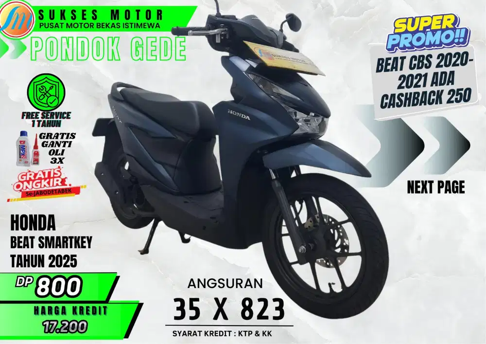 BEAT SMARTKEY TH 2025 DP RINGAN ANGS MURAH PROSES CEPAT CASH KREDIT