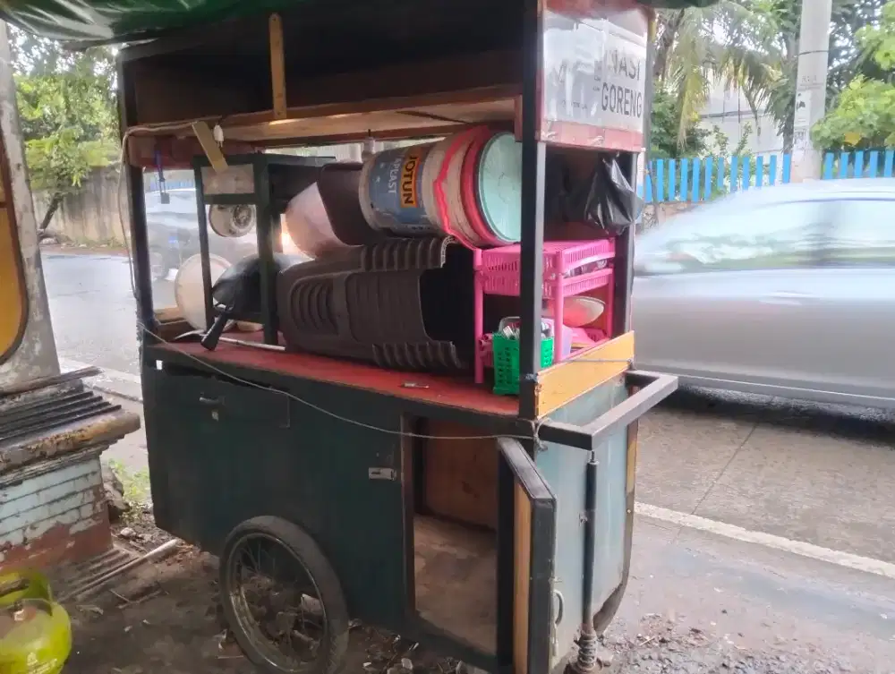 grobak jualan, rangka besi