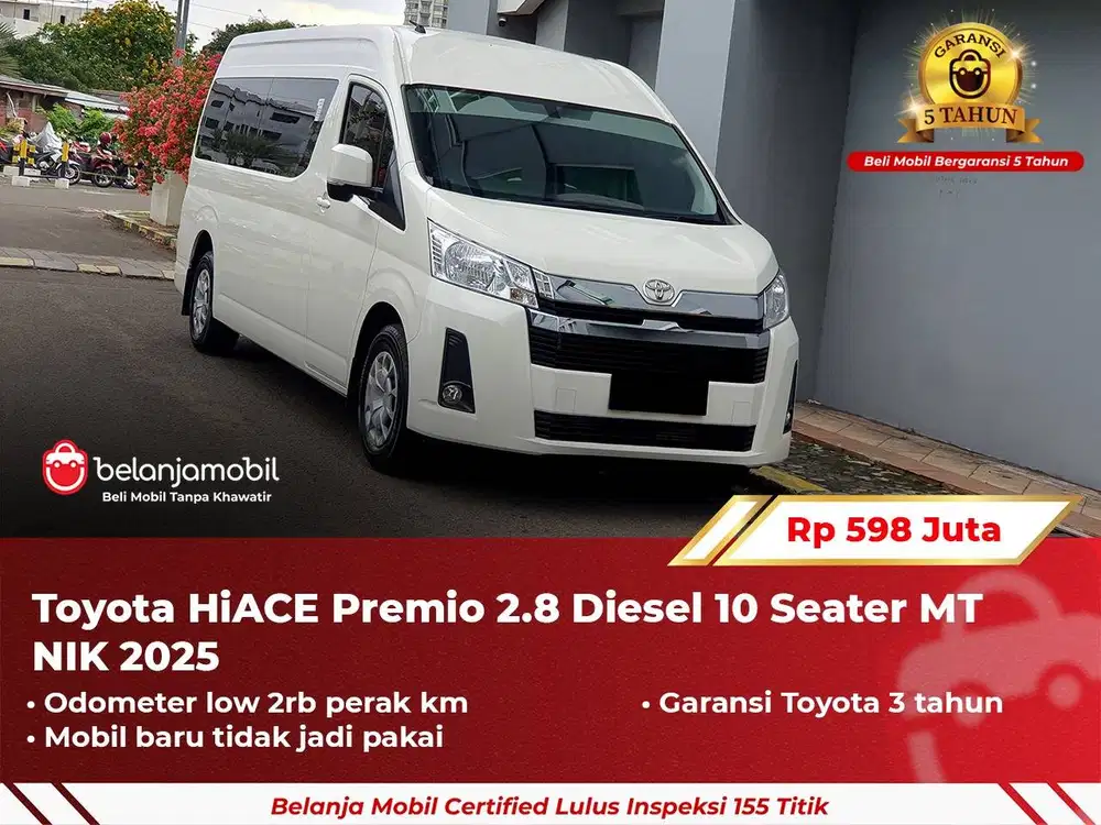 [ GARANSI 5TH ] Toyota HiACE Premio 2.8 10 Seater MT Manual 2025/2024