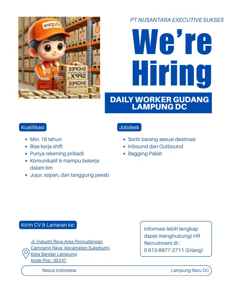 LOWONGAN KERJA LAMPUNG DC NEXUS