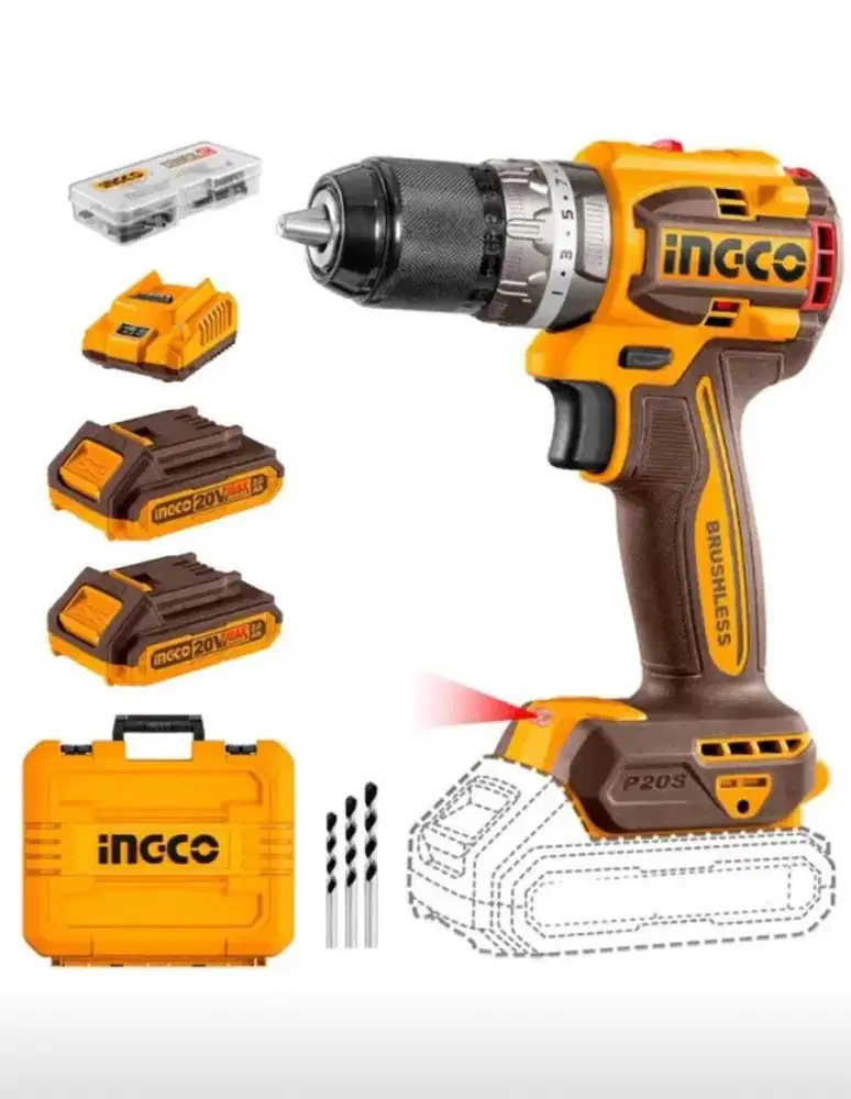 Bor cordless Impact Drill Ingco P20S 2 baterai
