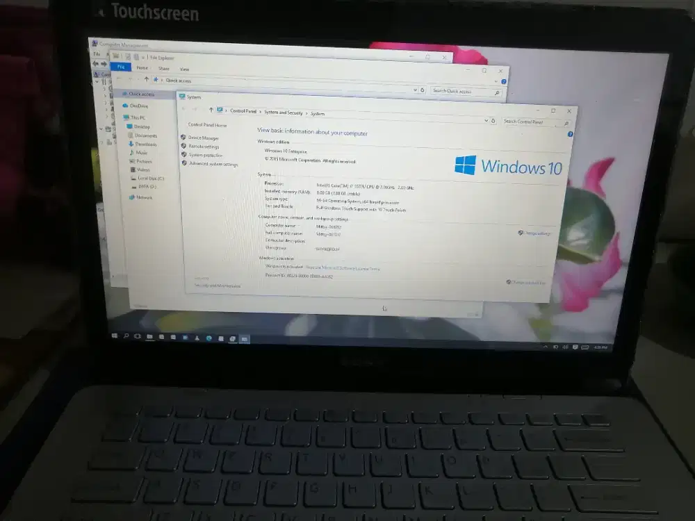 Laptop intel core i7 8Gb 256GB ssd touchscreen dual vga normal