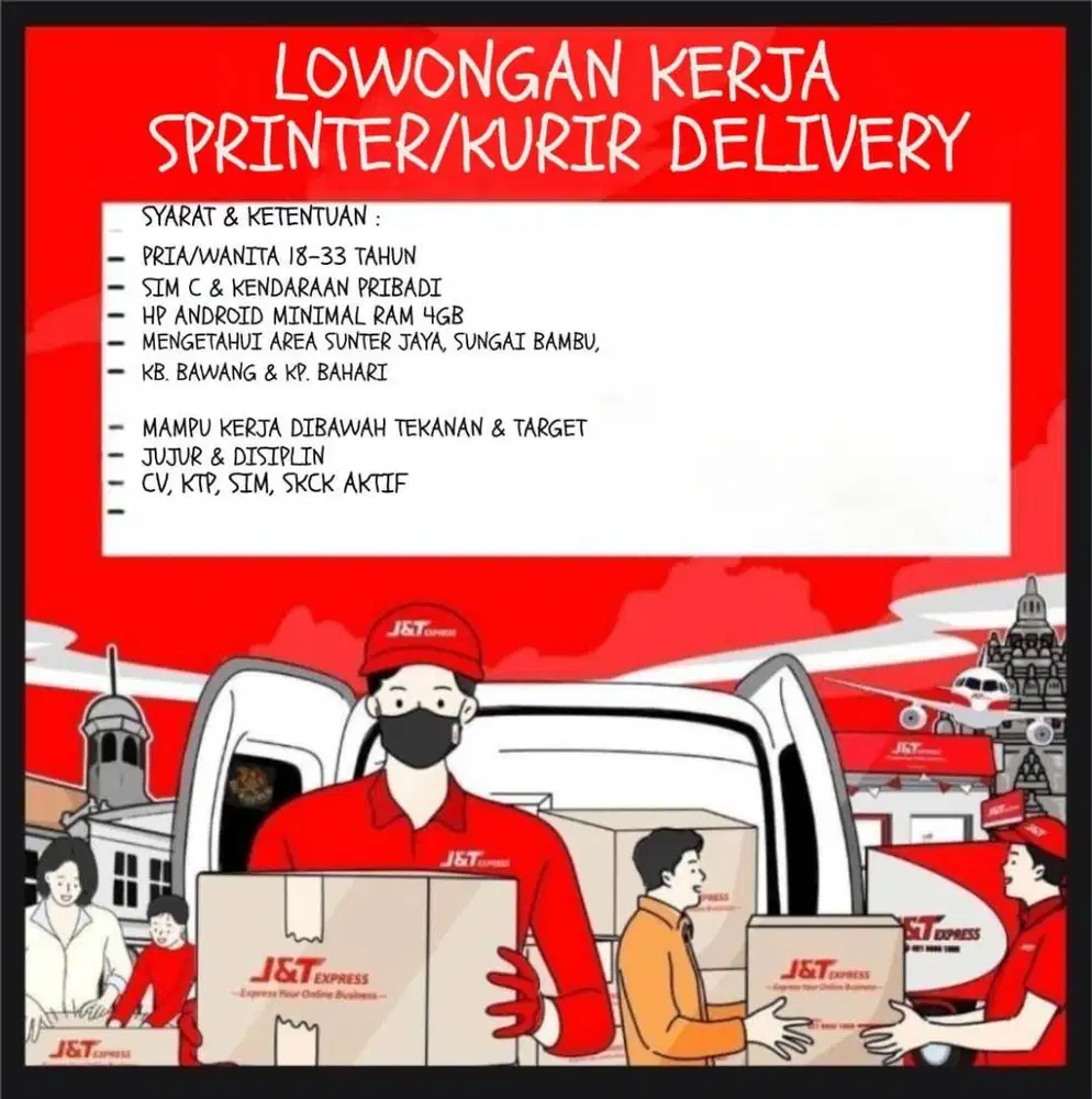 LOWONGAN KURIR DELIVERY JNT DANAU SUNTER UTARA