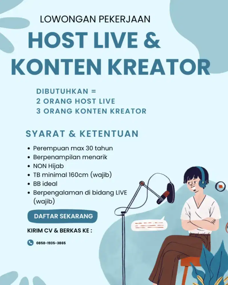 LOWONGAN KERJA HOST LIVE & KONTEN KREATOR
