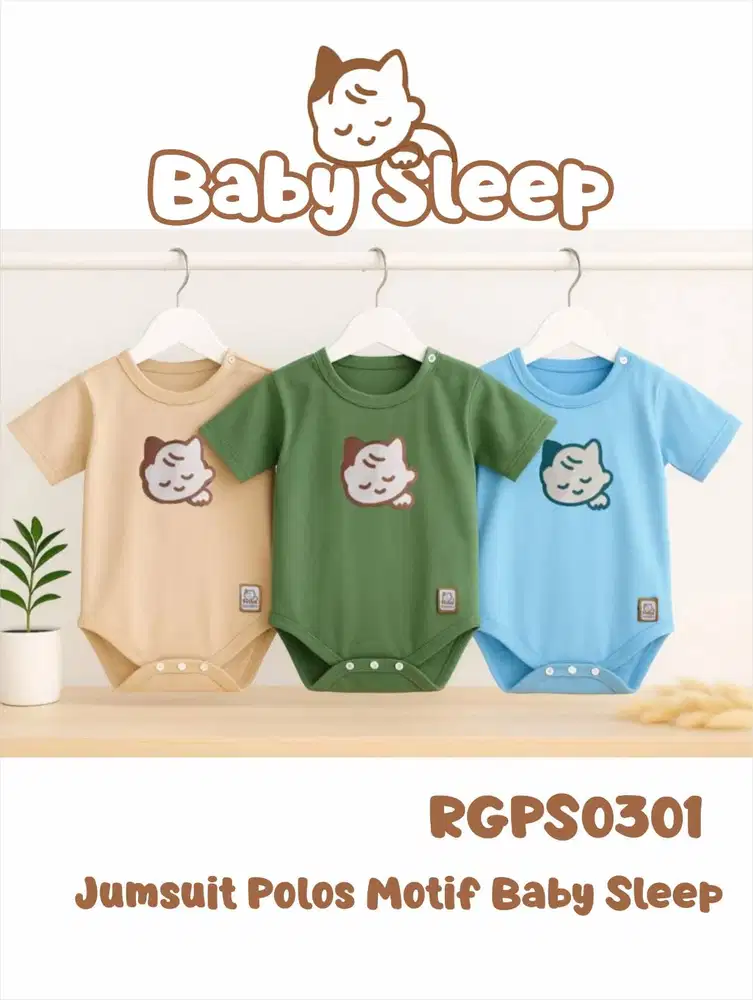 Jumpsuit Bayi Polos Motif Baby Sleep 0–12 Bulan