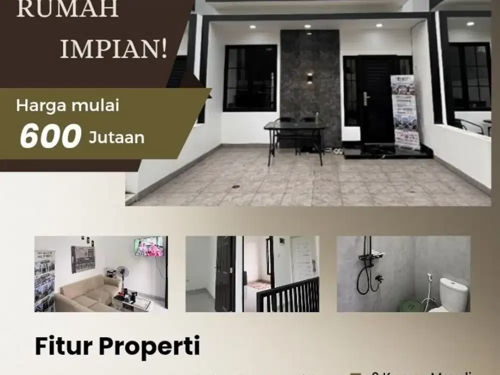 RUMAH MODERN DAN ASRI CUMA 600 JUTAAN AJA. KPR DP 0% LANGSUNG AKAD. FREE BIAYA2