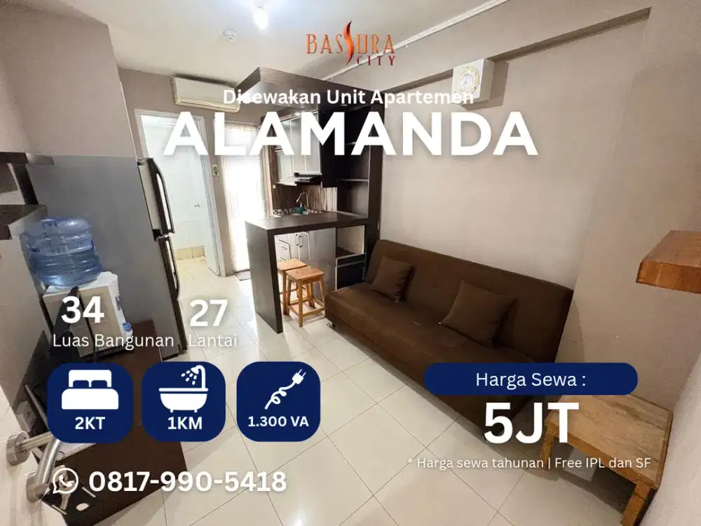 Sewa 2BR Furnished atas mall apartemen Bassura City tower Alamanda atas mall
