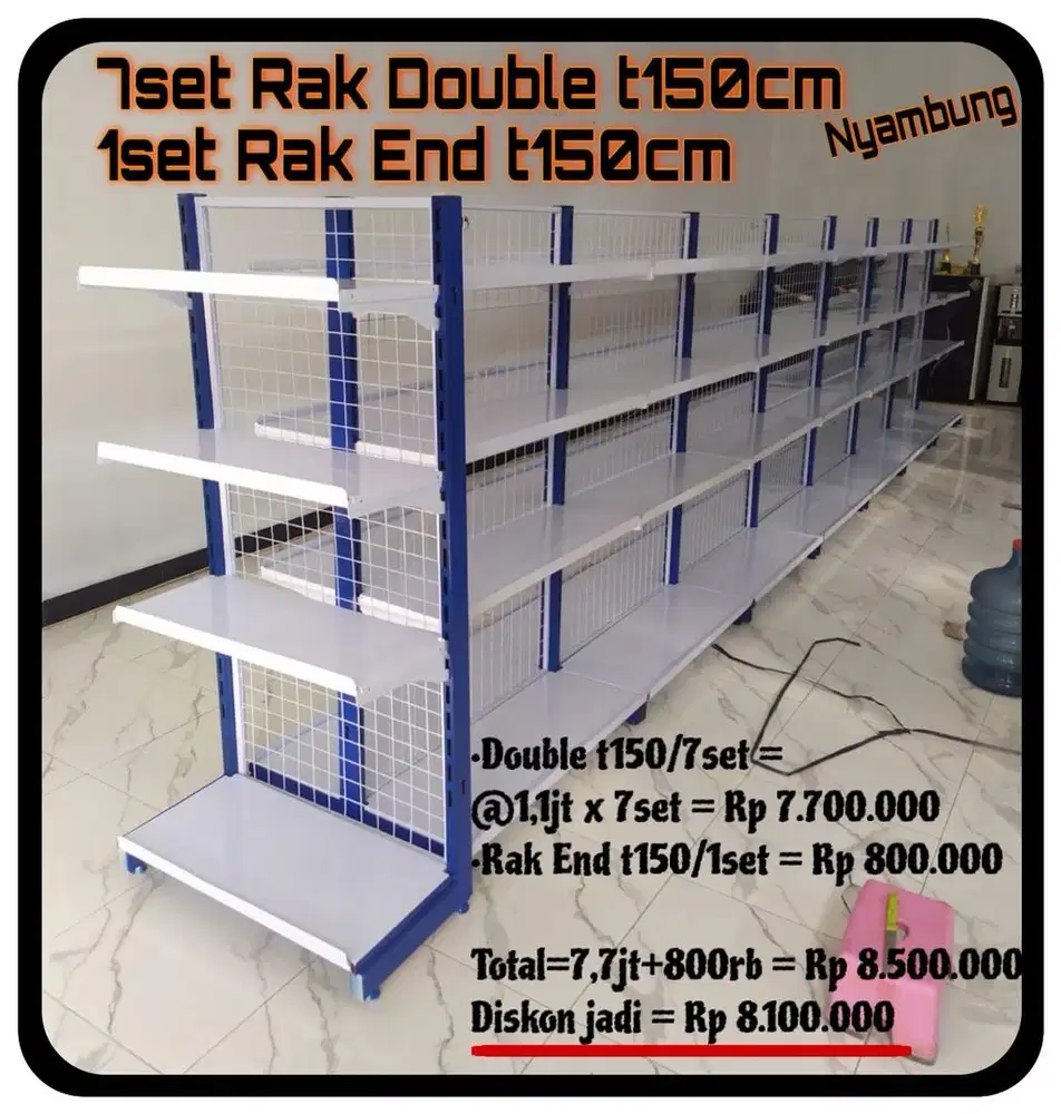 Paket Rak Minimarket | 7set rak double t150 & 1set rak end