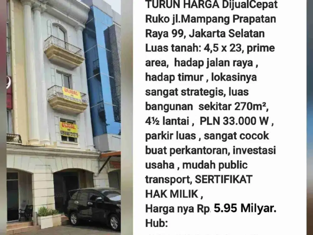 Ruko 4,5 Lantai, Jl.Mampang Prapatan, Jakarta selatan.