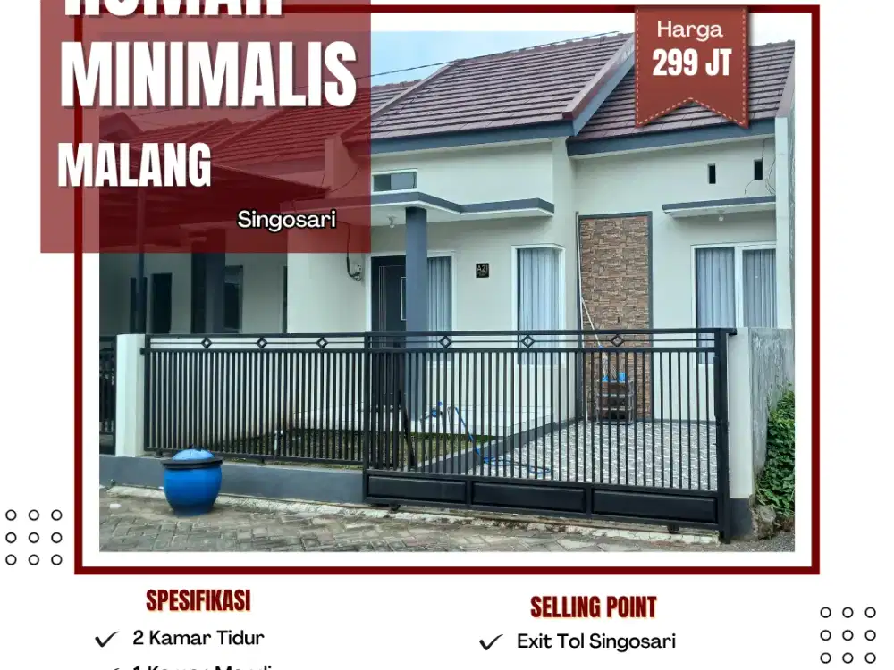 Rumah Modern Minimalis, Singosari Malang Strategis Dekat Bandara