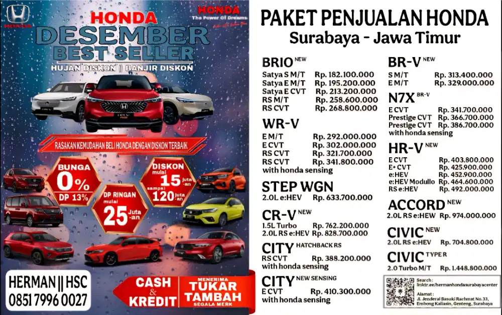 HONDA: BRIO, WR-V, BR-V, HR-V, STEPWGN, DLL