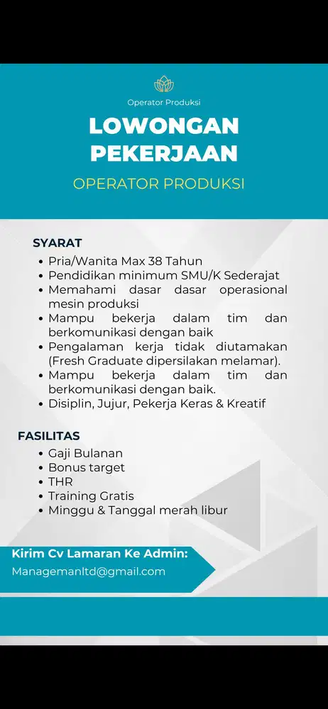 Lowongan Operator Produksi