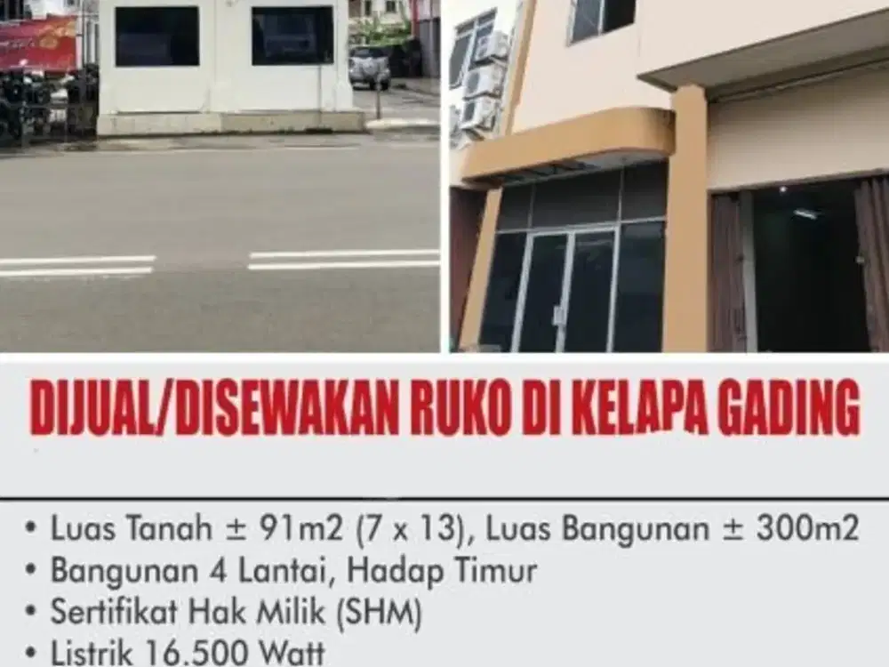 DIJUAL RUKO DI VILLA GADING INDAH