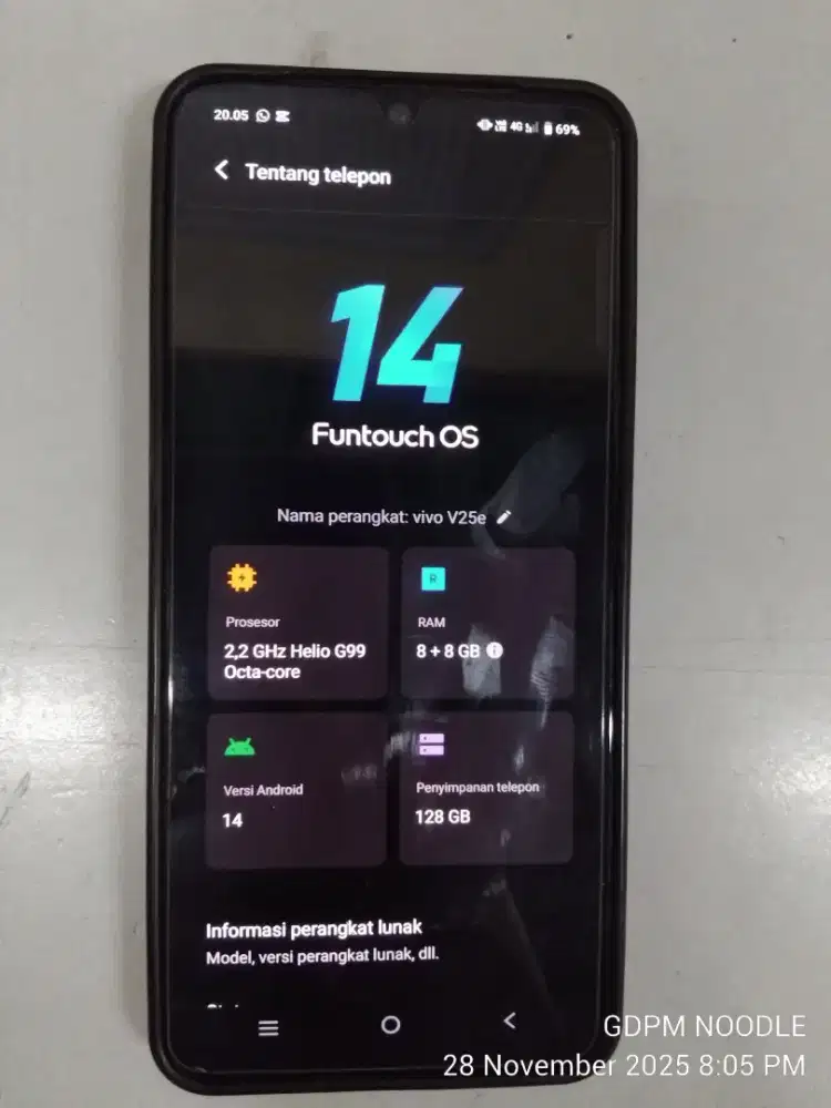Dijual HP vivo v25e 4G ram 8//128