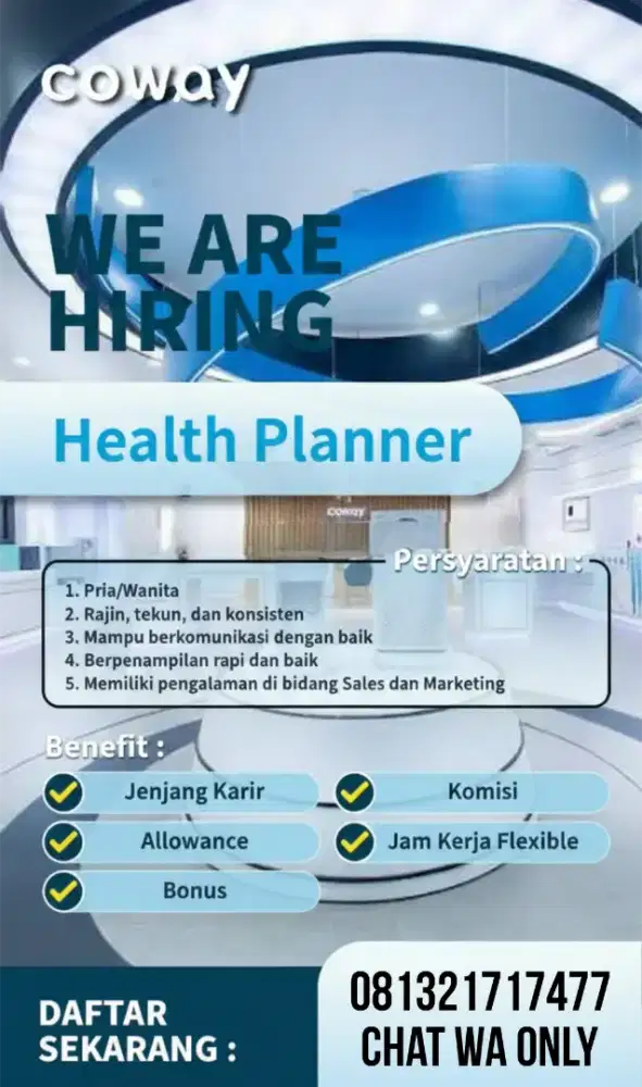 Dicari Sales dan Marketing (Health Planner) Coway